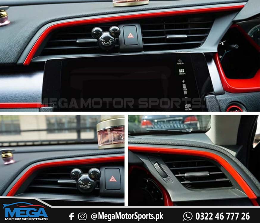 Honda Civic X  Red Dashboard Trims - 5 Pcs