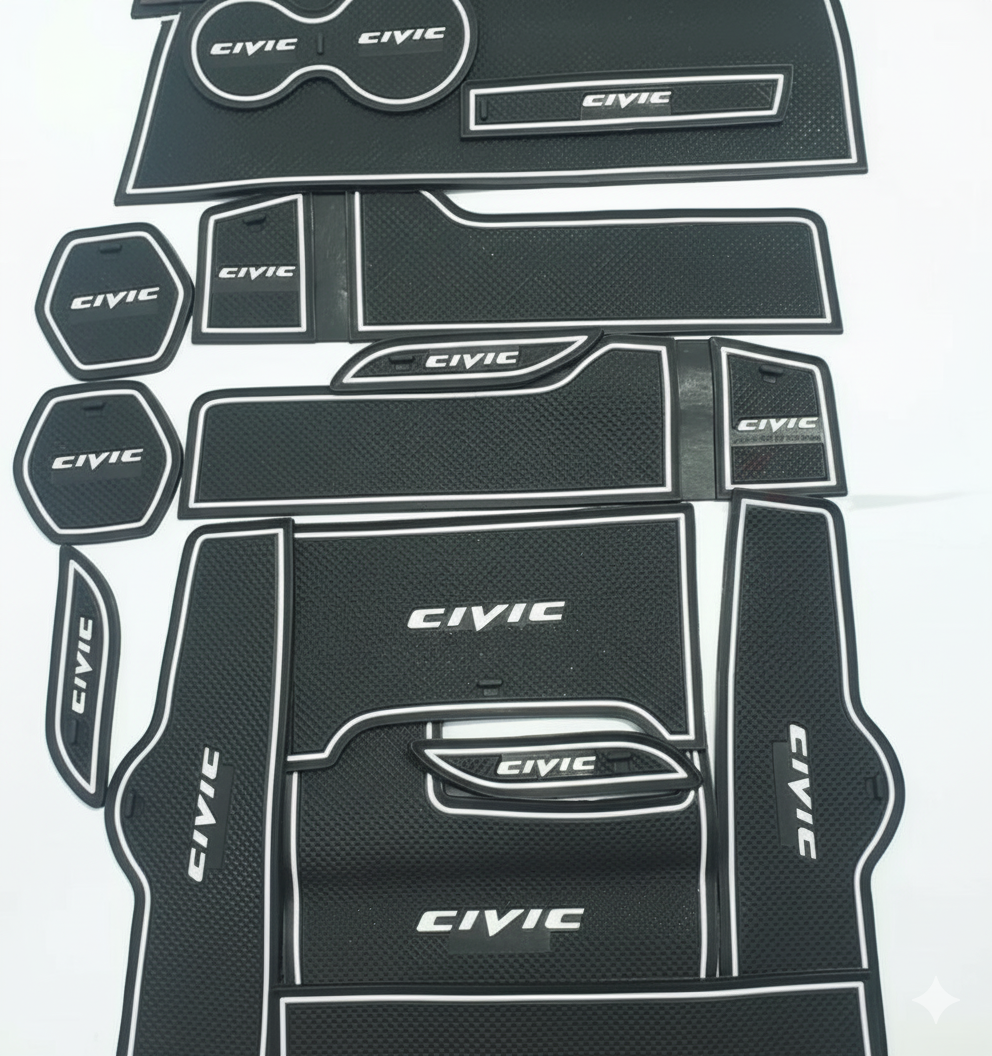 Honda Civic X Anti Slip White Interior Mats For 2016 2017 2018 2019 2020 2021
