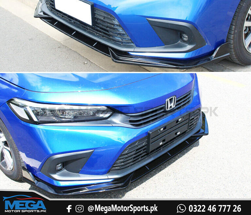 Honda Civic Type R Style Glossy Black Front Lip Splitter For 11th Gen 2022 2023