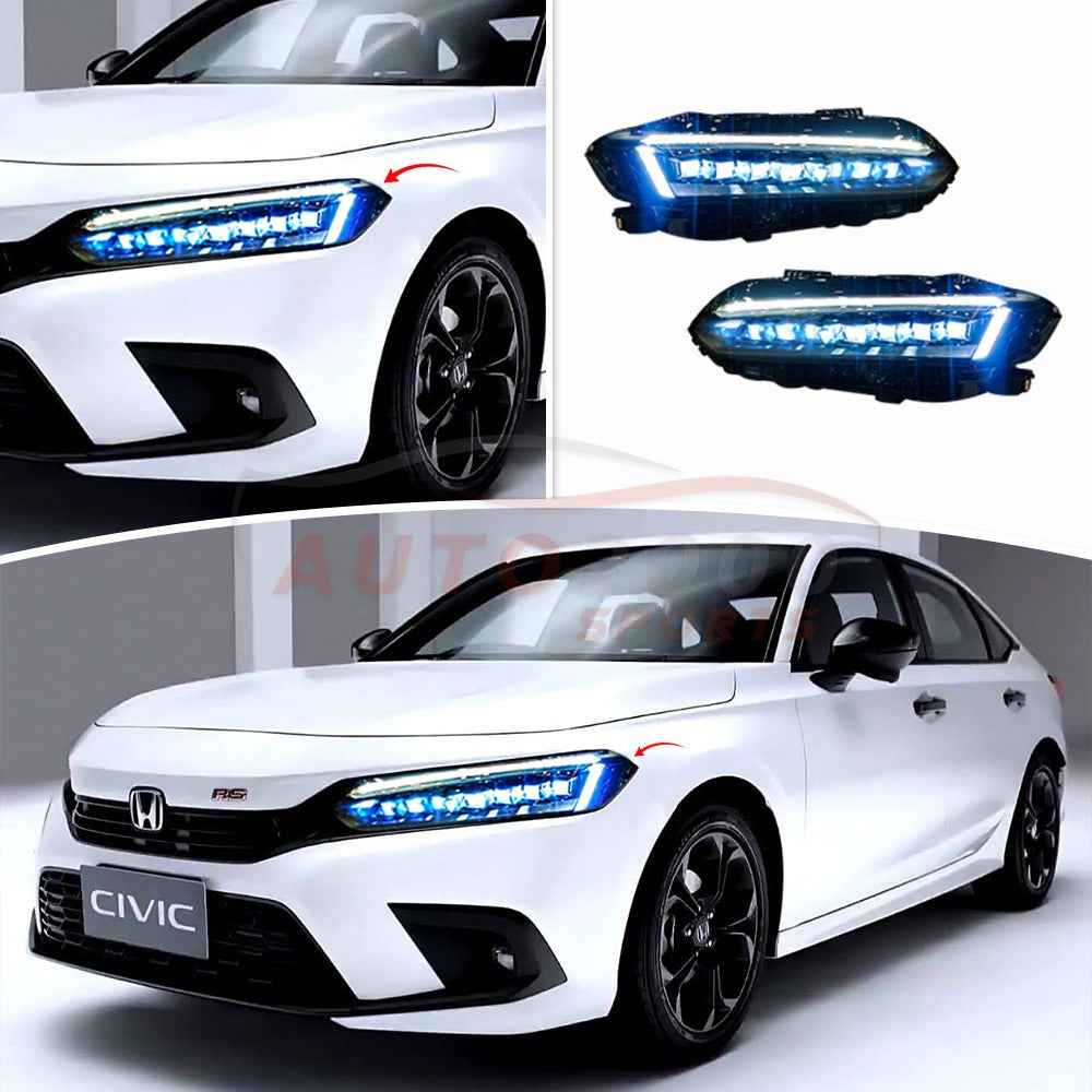 Civic Audi Style LED Headlights 2022 2023 2024