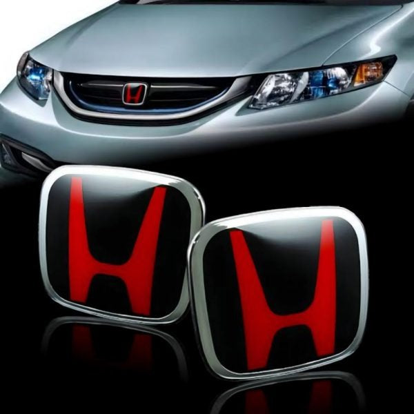 Honda Civic Red Wheel Caps H Monograms