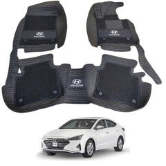 Hyundai Elantra 10D Floor Mats Horizontal Stitch Black With Black Grass For 2020 2021