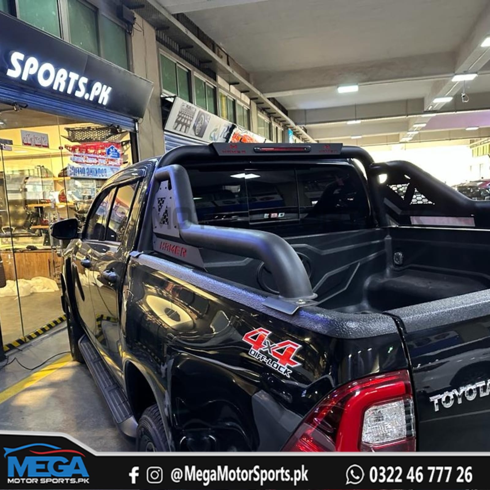 Toyota Hilux Revo Hamer Black Triton Style Roll Bar