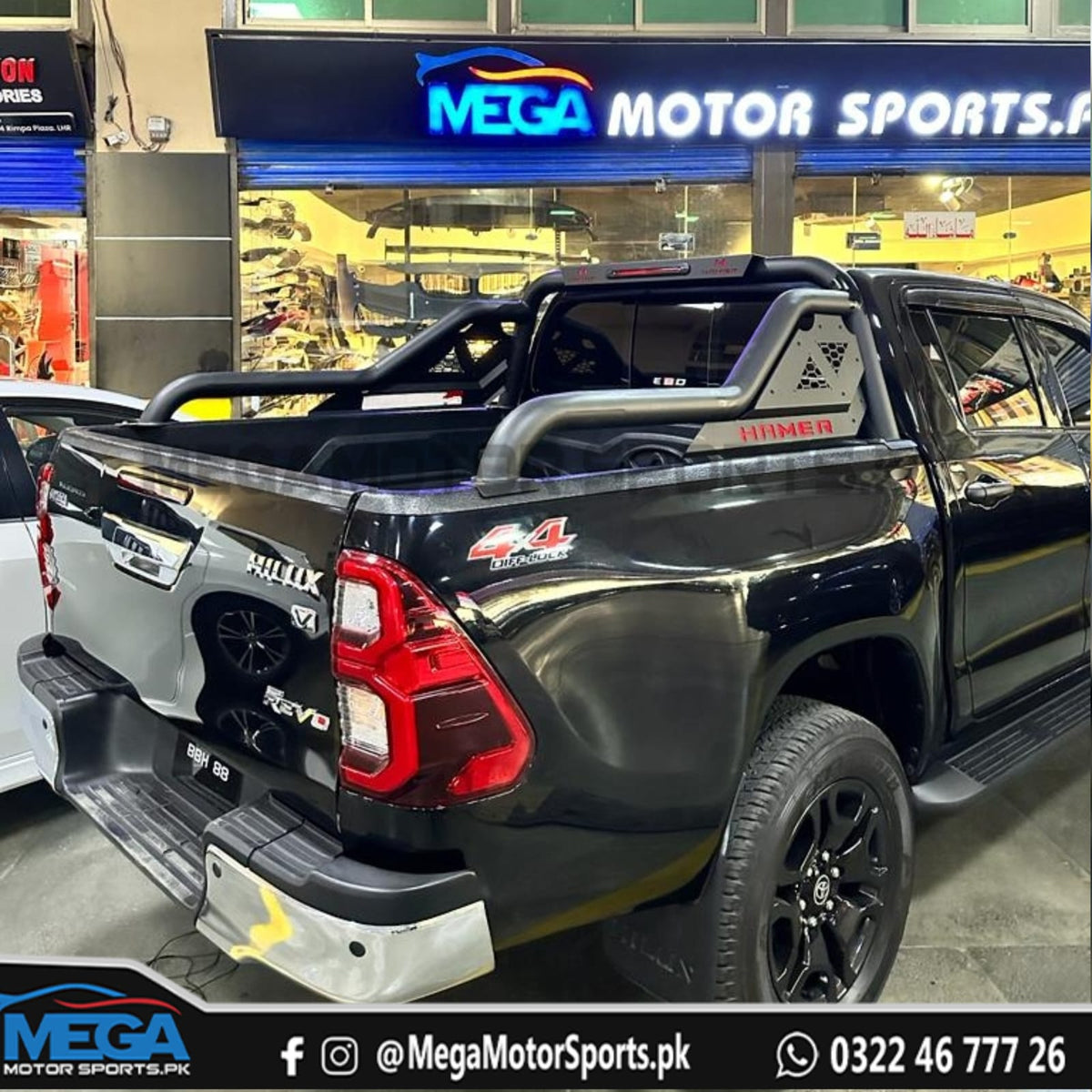 Toyota Hilux Revo Hamer Black Triton Style Roll Bar