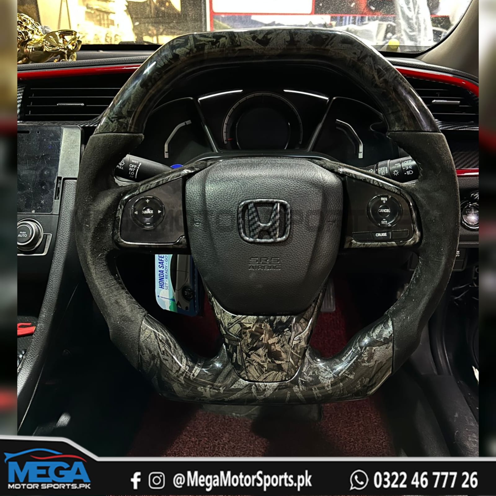 Civic X Steering Logo Carbon Fiber / Reborn / Rebirth /  Civic-City 2022 / HRV