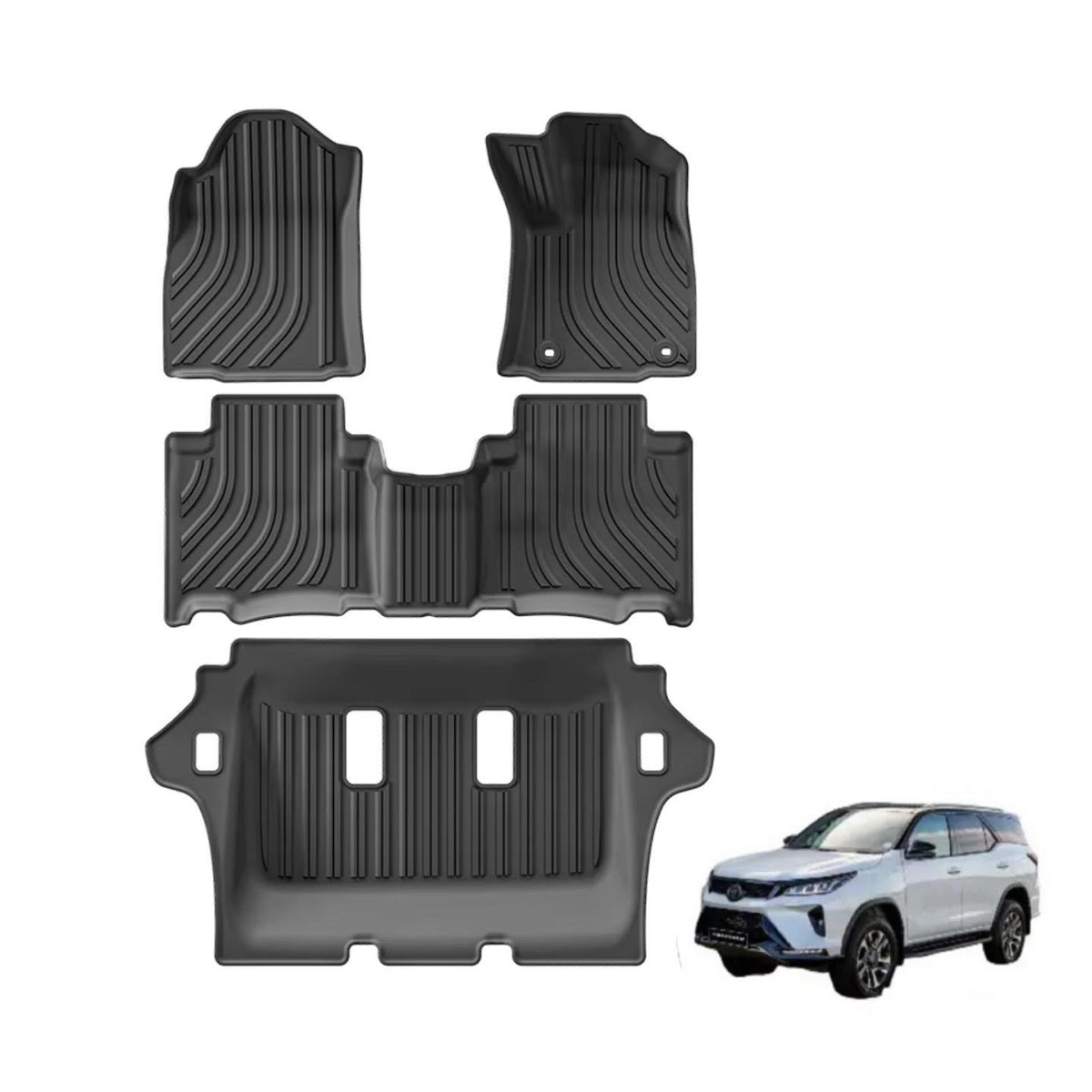 Toyota Fortuner 7D Floor Mats Black 5 Pieces with Trunk Mat