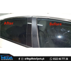 Honda Civic X  Door Pillar Glossy Black 3M Sticker - Model 2016-2020