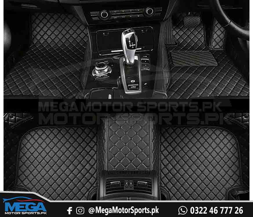 Honda Fit 7D Diamond Floor Mats Black With Black Stitch