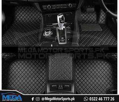 Honda Fit 7D Diamond Floor Mats Black With Black Stitch