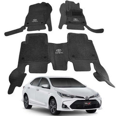 Toyota Corolla 9D Black Horizontal Floor Mats For 2017 2018 2019 2020 2021