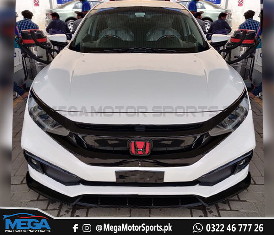 Honda Civic X Carbon Fiber Bumper Splitter - 3 pcs For 2016+ Facelift Bumper