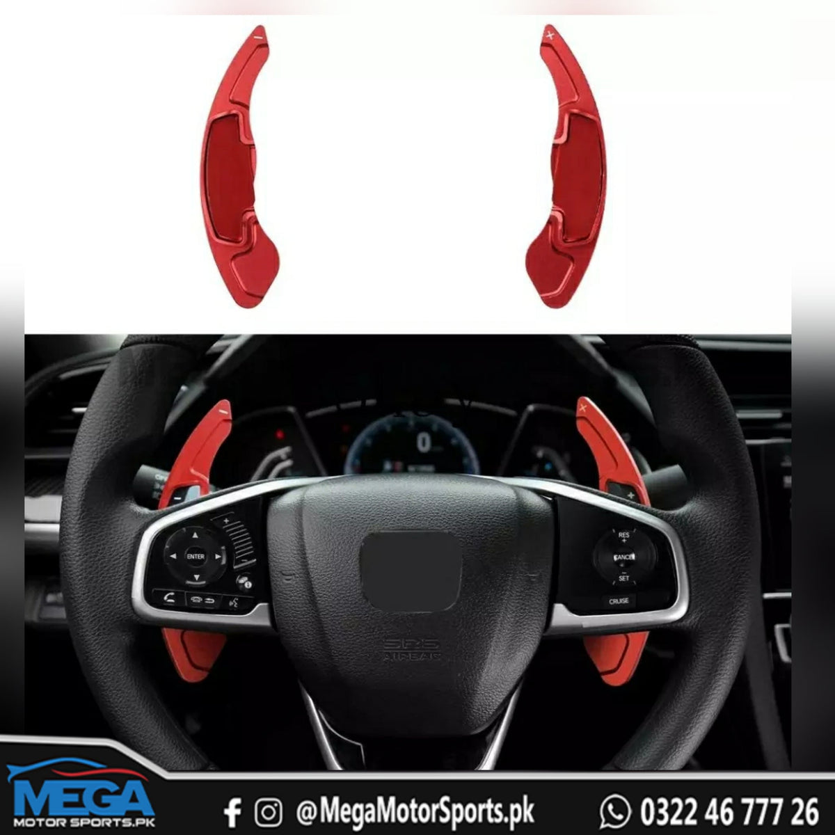 Civic X Red Paddle Shifts Extension For Steering Wheel