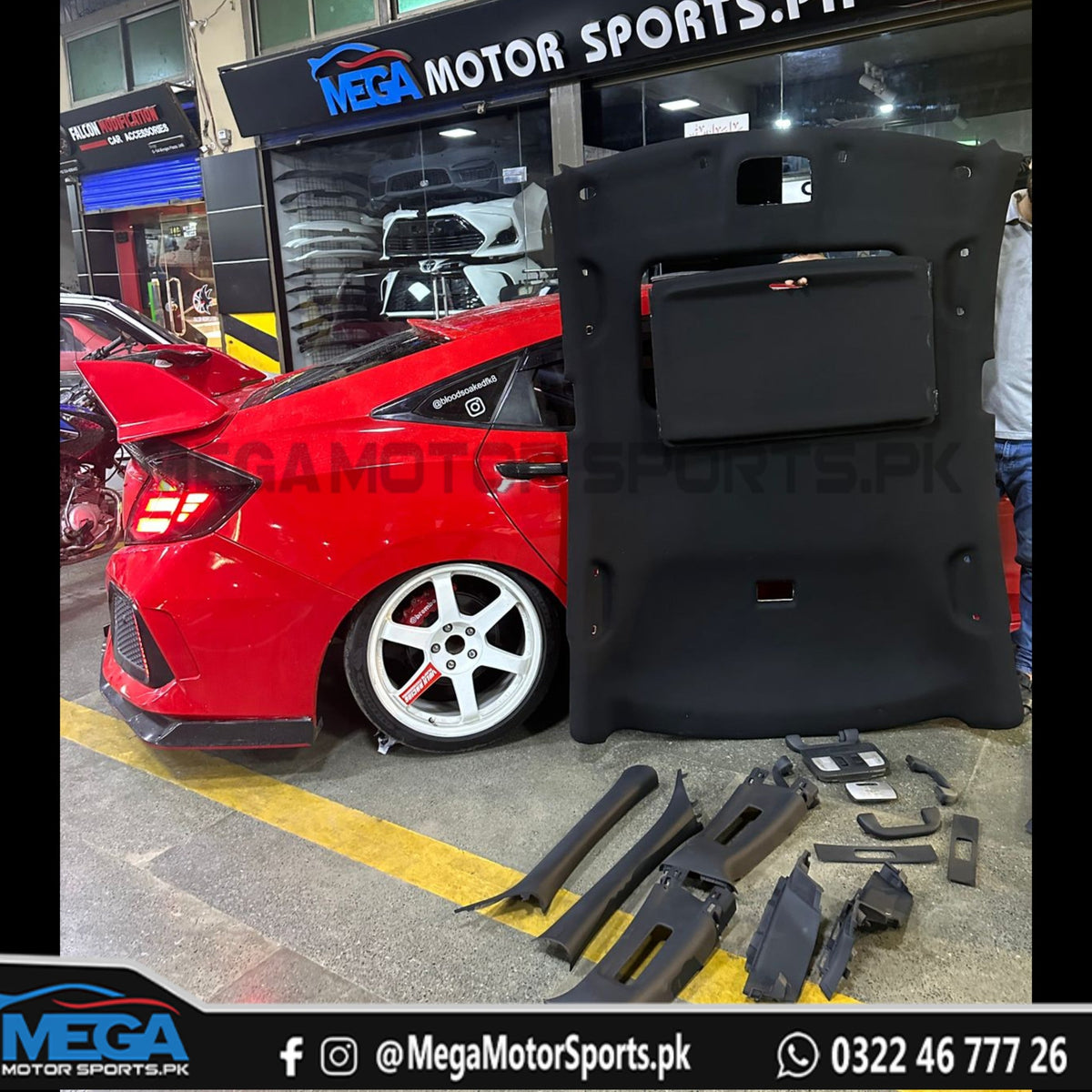 Honda Civic X Black Roof Headliner & Interior Parts