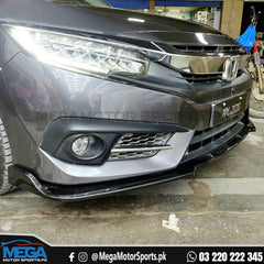 Honda Civic X Front Bumper Carbon Fiber Splitter - 1 Piece - 2016+