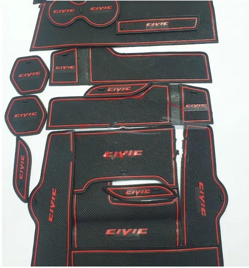 Honda Civic X Anti Slip Red Interior Mats For 2016 2017 2018 2019 2020 2021