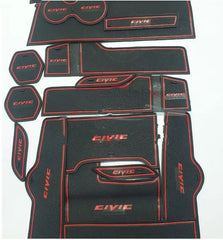 Honda Civic X Anti Slip Red Interior Mats For 2016 2017 2018 2019 2020 2021