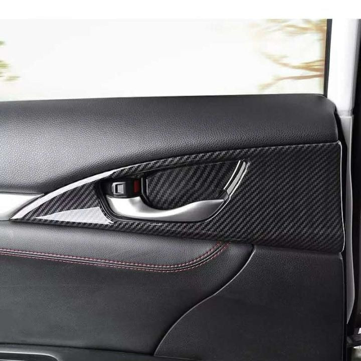 Honda Civic X Carbon Fiber Interior Door Handles Trim