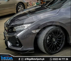 Honda Civic Glossy Black Front Bumper Splitter 3 Pcs 2016 - 2021