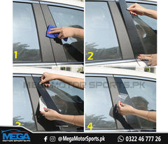 Honda Civic X  Door Pillar Glossy Black 3M Sticker - Model 2016-2020
