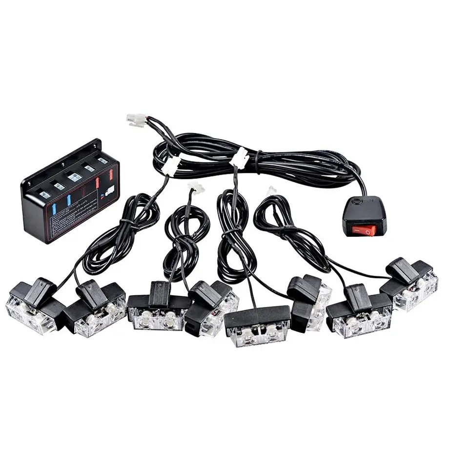 8 Pieces White Flasher LED Lights For Grill and Bumper (Universal)