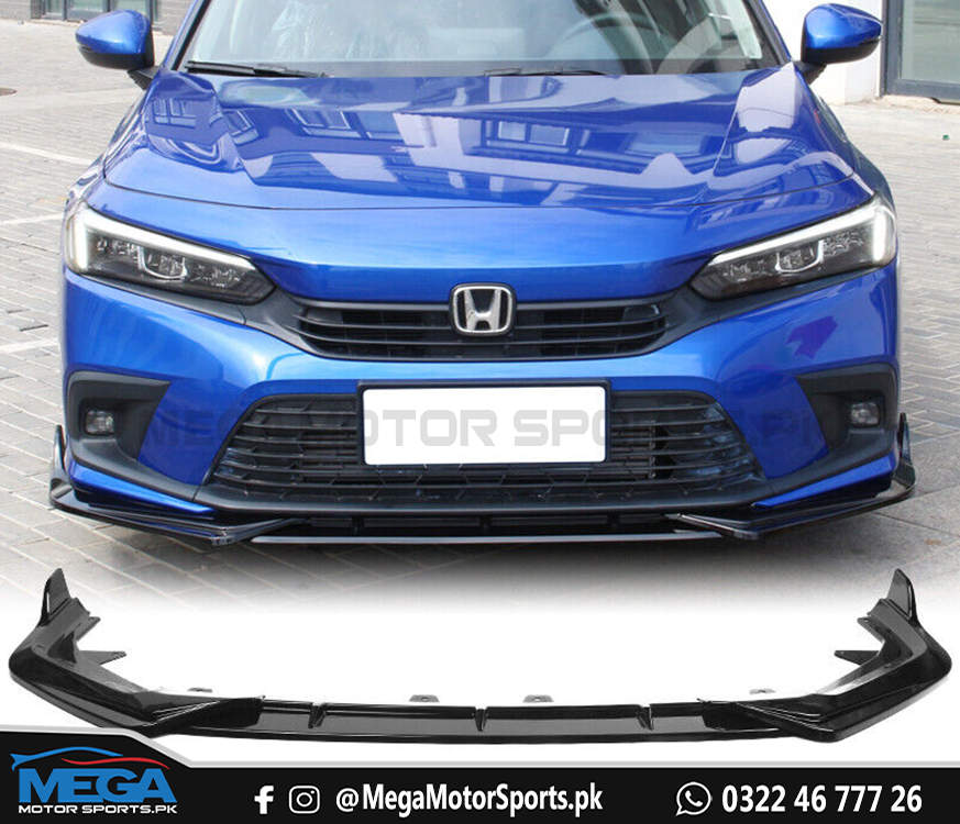 Honda Civic Type R Style Glossy Black Front Lip Splitter For 11th Gen 2022 2023