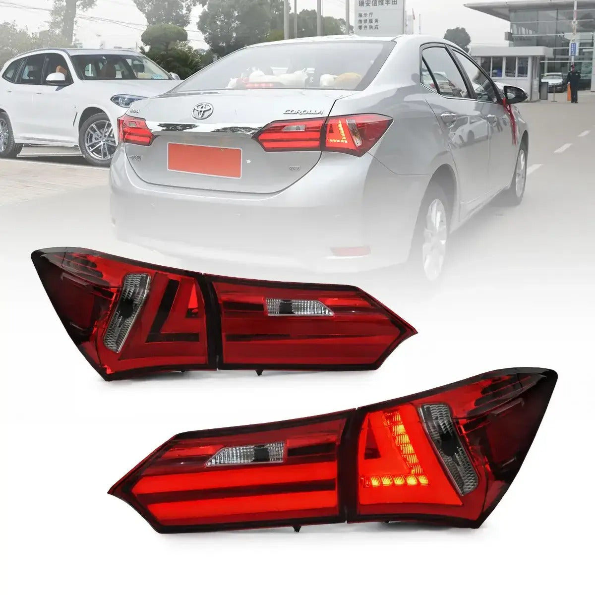 Toyota Corolla Smoke LED Bar Taillights For 2014 - 2021