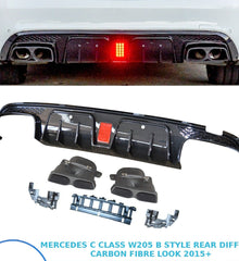 Mercedes C Class W205 Brabus Carbon Fiber Rear Diffuser with Brabus Exhaust Tips.