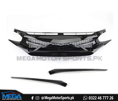 Honda Civic Piano Black X Grill