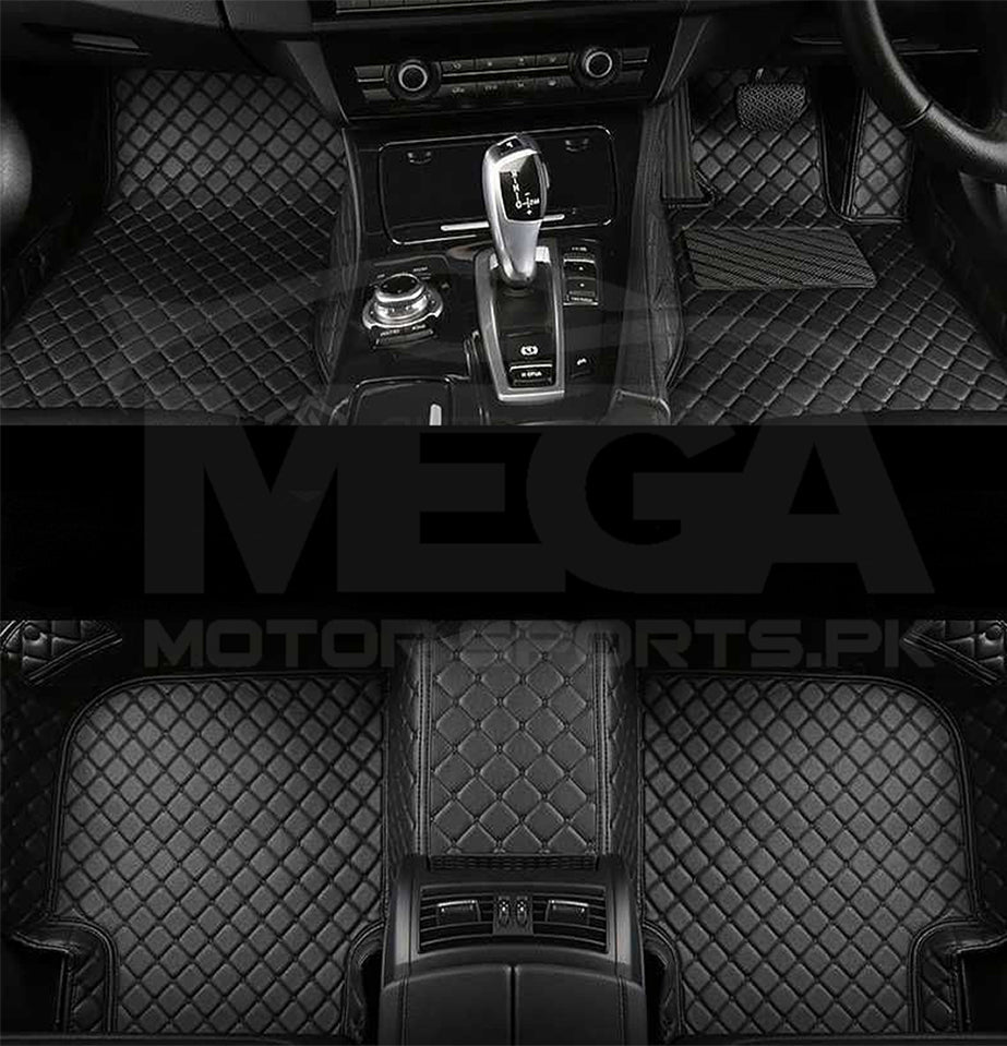 Honda City 7D Diamond Floor Mats Black With Black Stitch