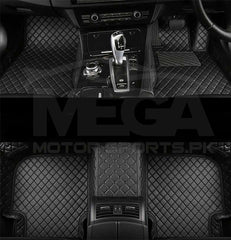 Honda City 7D Diamond Floor Mats Black With Black Stitch