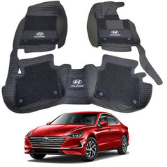 Hyundai Sonata 9D Black Floor Matt with Black Grass For 2021 2022