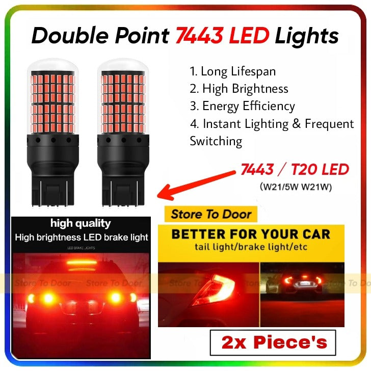 Red LED Brake Lamp Bulb T20 Double Point
