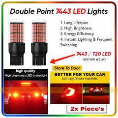 Red LED Brake Lamp Bulb T20 Double Point