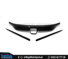 Honda Civic 2022 Carbon Fiber Front Grill Extension 3 pcs For 11th Generation 2022 2023
