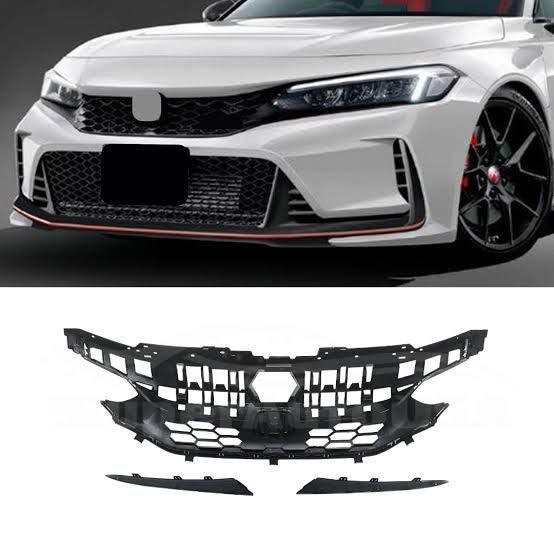 Honda Civic 2022 Carbon Fiber Front Grill Lower Trims 3 Pcs 2022 2023