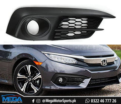 Honda Civic X Front Bumper Fog Cover - Right - For 2016 - 2021