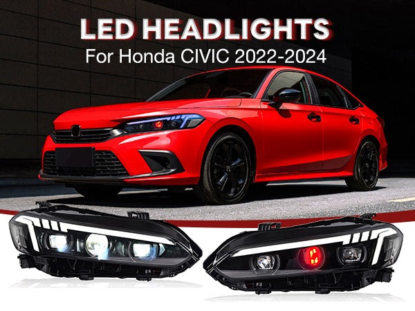 Honda Civic FE 2022 US Style Orange Headlight Marker Trims For 11th Gen 2022 2024