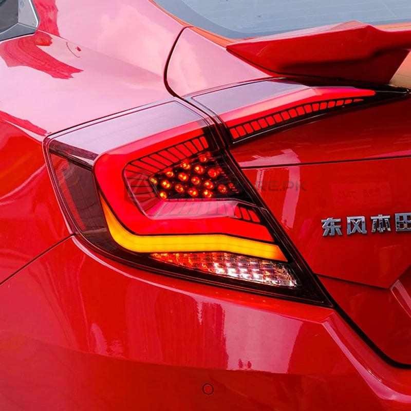 Honda Civic X Red Galaxy Style Tail Lights