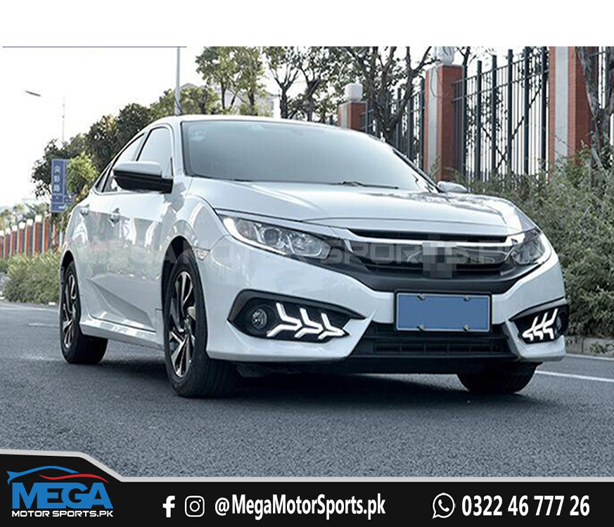 Honda Civic X Fog Lamps DRL Cover Arrow Style 2016-2020