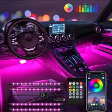 RGB LED Car Interior 4 Strips - Ambient / Atmospheric Lights with App control