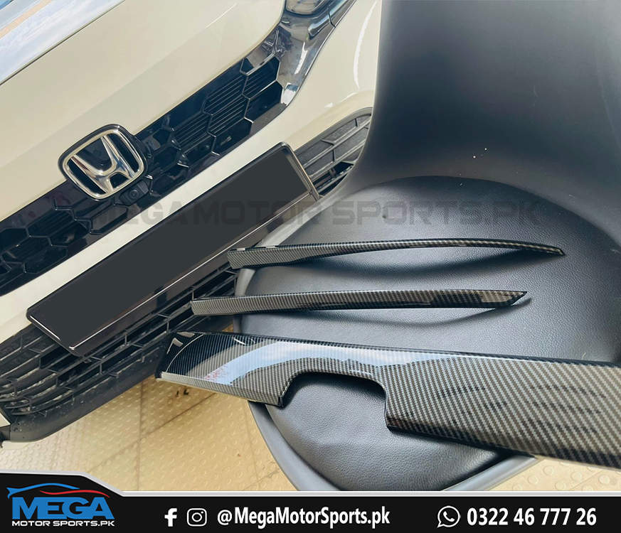 Honda Civic 2022 Carbon Fiber Front Grill Extension 3 pcs For 11th Generation 2022 2023