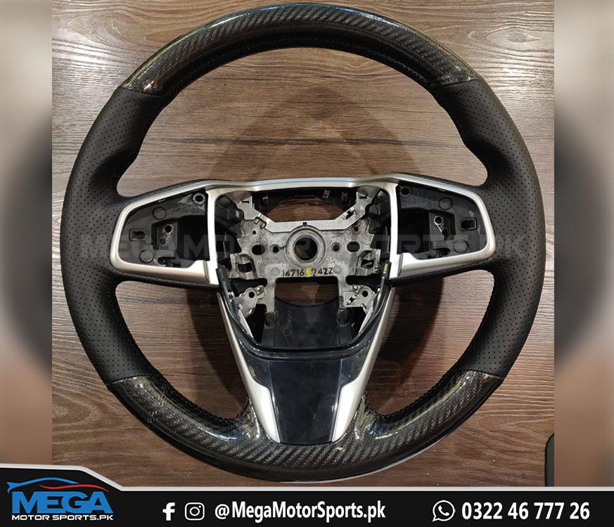 Honda Civic X  Double Carbon Fiber Leather Steering Cover For 2016 - 2021