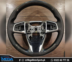 Honda Civic X  Double Carbon Fiber Leather Steering Cover For 2016 - 2021