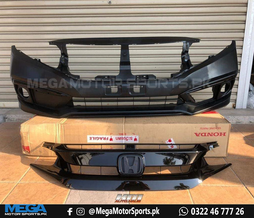 Honda Civic X  Front US Facelift Bumper With Piano Black Trims