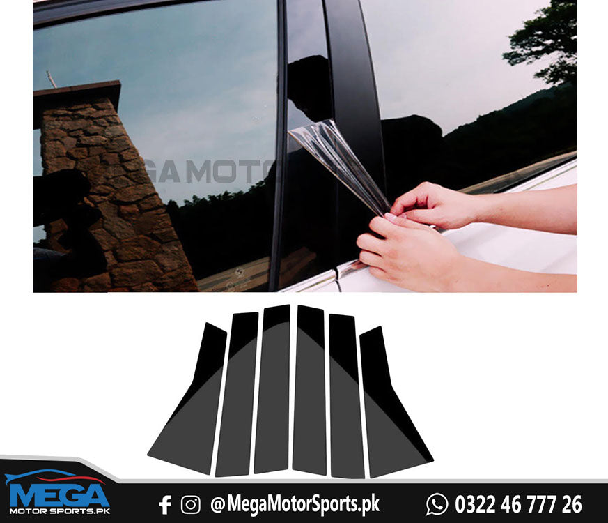 Honda Civic X  Door Pillar Glossy Black 3M Sticker - Model 2016-2020