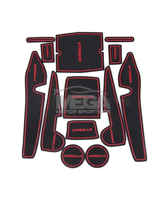 Toyota Corolla PVC Non Slip Interior Mats Red - Model 2014-2021