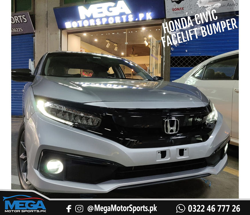 Honda Civic X  Front US Facelift Bumper With Piano Black Trims