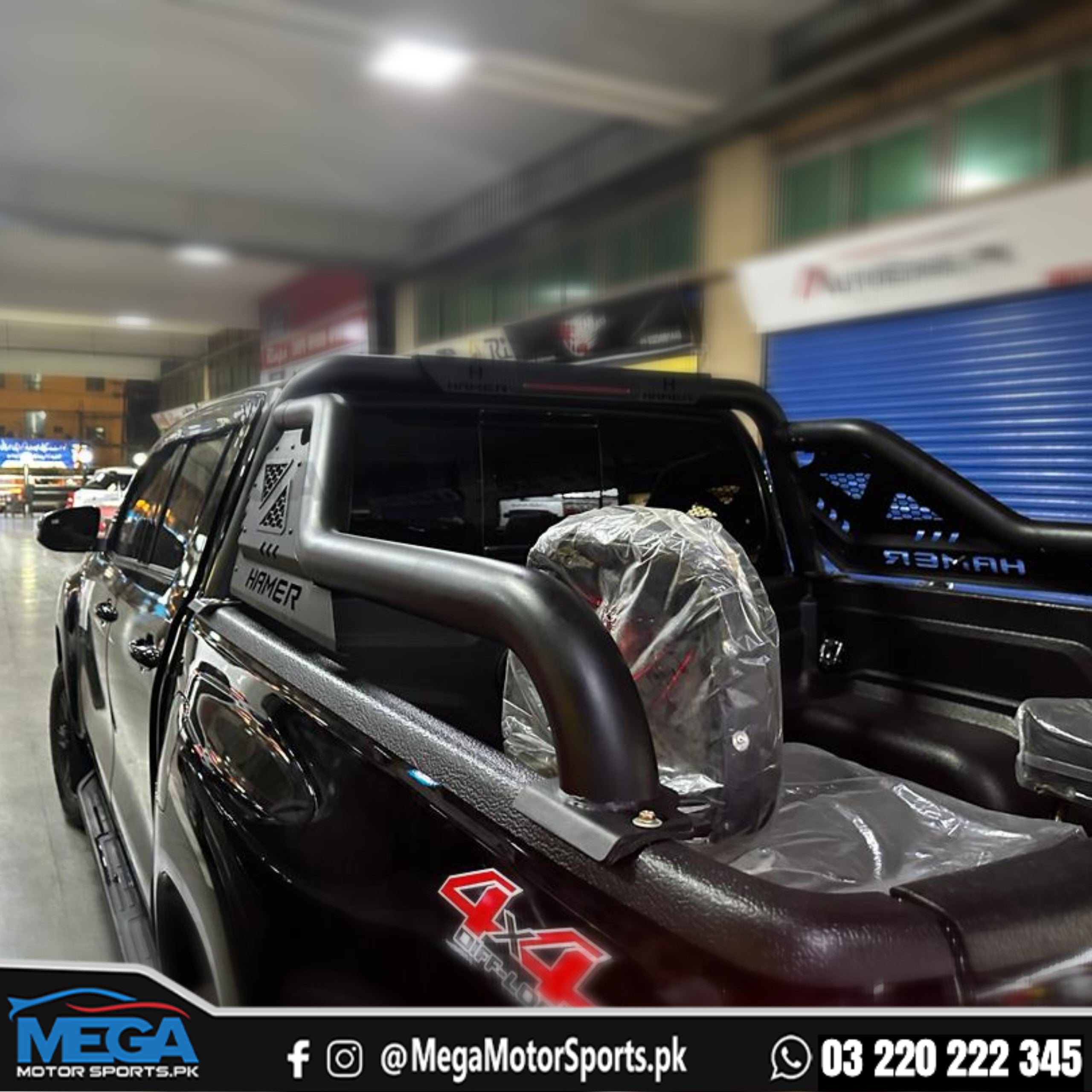 Toyota Hilux Revo Hamer Black Triton Style Roll Bar