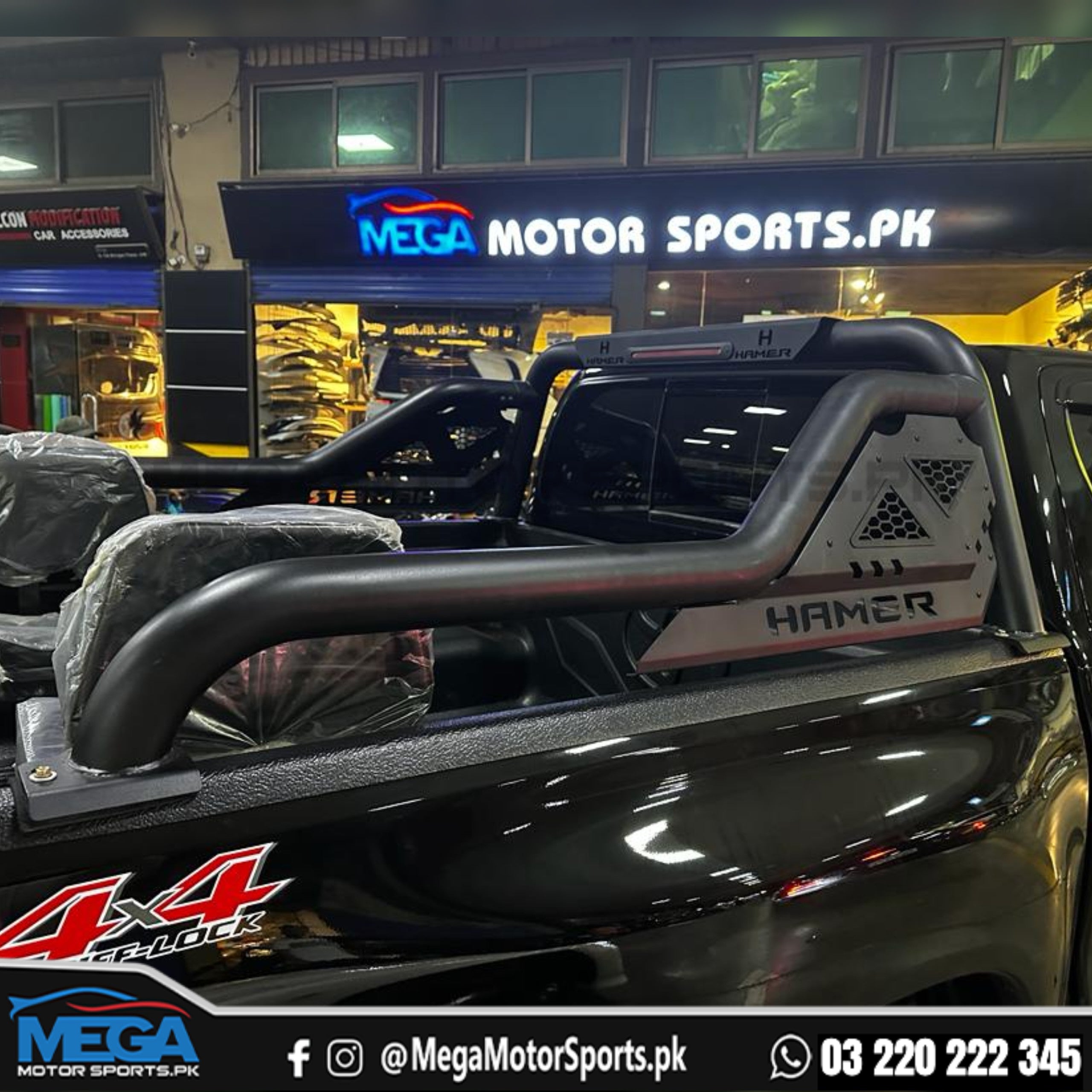 Toyota Hilux Revo Hamer Black Triton Style Roll Bar