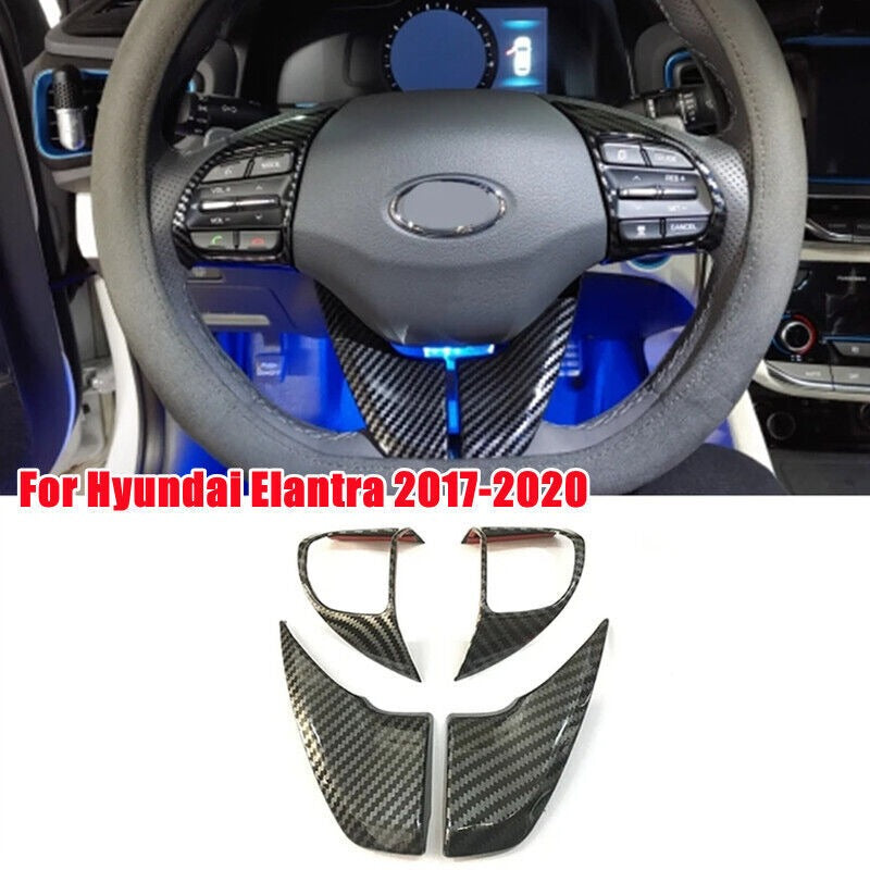 Hyundai Elantra Carbon Fiber Steering Buttons Trims - For 2020 2021 2022